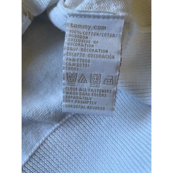 Tommy Hilfiger Womens/Teen White with Tan Border Button Cardigan Size Medium - Picture 8 of 8